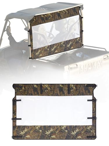 ZIDIYORUO Soft Rear Windshield for Yamaha Rhino & UTVs - 5-Min Install, Dustproof Design, 600D Fabric with Ultra-Clear PVC Window, Compatible with Rhino 450/660/700, Massimo, Polaris Ranger (Camo)