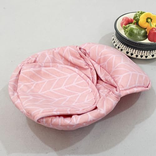 Image of Swayam Microfiber Cloth Roti Casserole | Hot Chapati Box | Washable Bread Basket | 22 cm Round Roti Basket | Geometric Design - Pink