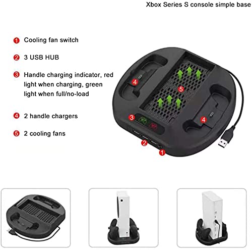 TwiHill Suporte de carregamento vertical para controladores Xbox Series S com ventilador de resfriam