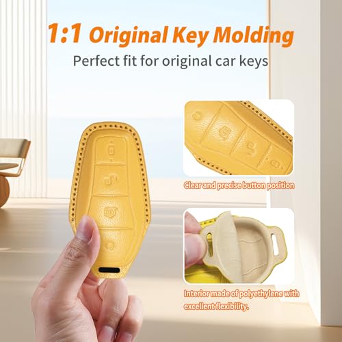 Estuche de llave BYD Dolphin y Yuan de piel con llavero protector 4