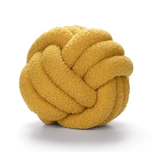 QWWQYDY Cojin Nudos Almohada rellena con Bolas de Nudo, cojín Felpa Lana, Almohada Anudada Decorativa Hecha a Mano, Cojines for Dormir(Ginger,28CM)