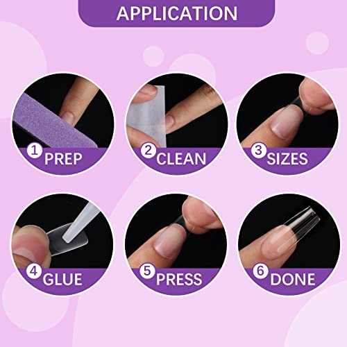 Soft Gel Nail Tips Square - Btartbox 500Pcs Pre Buffed Full Cover Nail Tips, Soak Off Jelly Press On Nails, Clear Fake Nails For Nail Extension With Case, 10 Sizes #TOP6