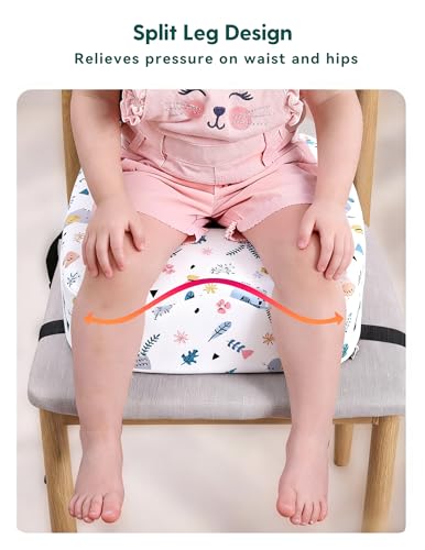 Image of Babelio ErgoUp Booster Seat for Kitchen Chair, Promote Proper Upright Posture, Toddler Booster Seat for Dining Table, Removable & Washable Cover, Suitable for 18 Months to 5 Years, White Elephant