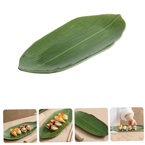 Plato de cerámica en forma de hoja para sushi miniatura 7
