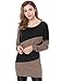 Allegra K Lady Batwing Sleeves Color Block Blouson Tunic M Light Coffee