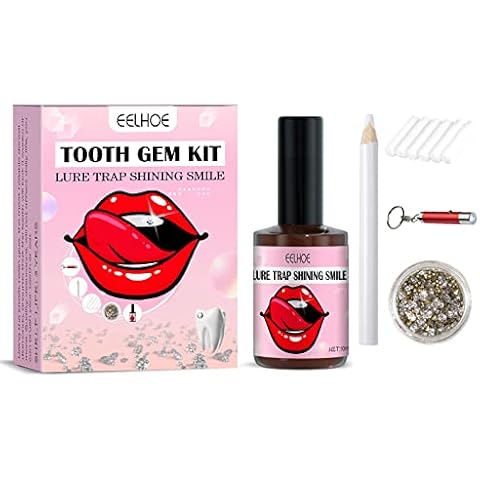 PULUN DIY Teeth Gems Kit with Curing Light and Glue Crystals Teeth Gems Tooth Jewelry Gems Kit Halloween Christmas Cosplay Tooth Decoration Cover
