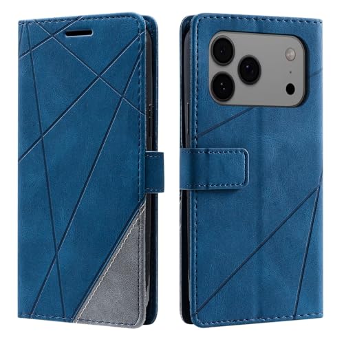 Housse iPhone 17 antichoc bleue protège écran avec rangement cartes