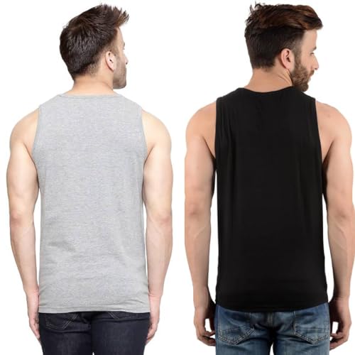 Image of hotfits Men's Quick Dry Workout Tank Top Gym Muscle Tee Fitness Bodybuilding Sleeveless T Shirt, Gym Vest- Pack of 2