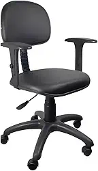 Cadeira Para Escritorio Secretaria Giratória Tecido Com Braços Home Office Consultório (Vinil)