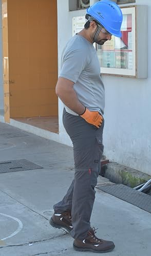 Image of Karam FS65 Brown Leather Safety Shoes for Men with Orange Lining | Double Density with Steel Toe | Antistatic, Antislip, Oil & Heat Resistant