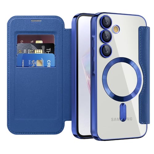 Housse en cuir de luxe pour Samsung S24 Plus, étui à rabat transparent haut de gamme