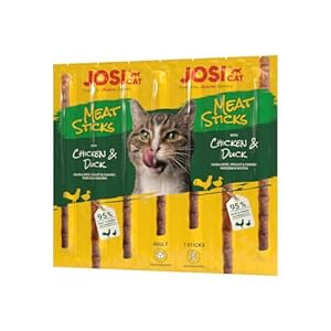 JOSICAT Meat Sticks Chicken & Duck (20 x 35 g) | leckere Kaustange mit Ente | Katzensnack ohne Zucker | getreidefreie Rezeptur | ohne künstliche Geschmacksverstärker | 7 Sticks pro Verpackung