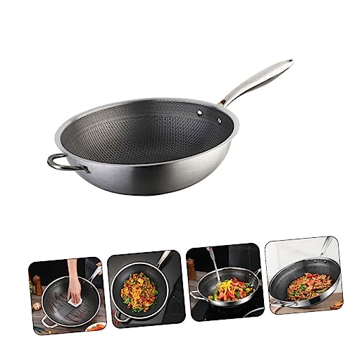 Wok de acero inoxidable con diseño panal y dobles asas miniatura 4