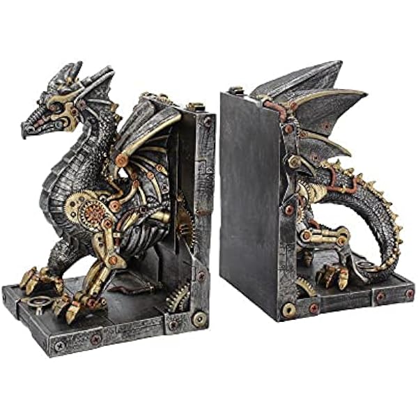 Nemesis Now Dracus Machina podpórki na książki 27 cm, brąz
