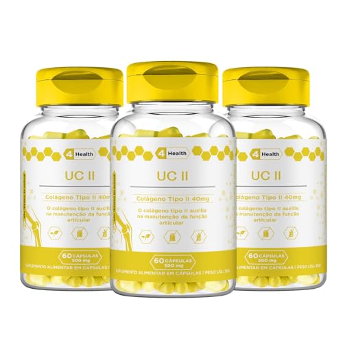Colageno UC II 40mg 60 capsulas - 4 Health - Kit 3 POTES