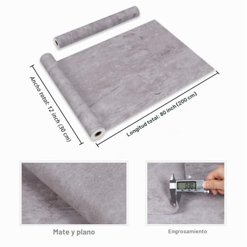 Vinilo encimera cocina efecto cemento gris para decoración vintage de armarios 8