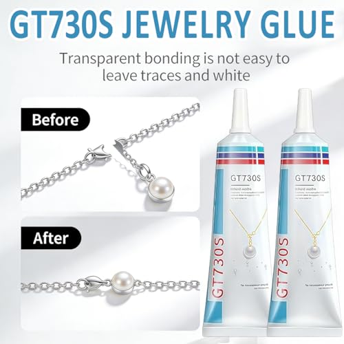 Schmuckkleber Extra Stark Transparent, 2 Stück 60ml Schmucksteinkleber Set mit Präzisionsspitze, Pinzette & Stäbchen – Spezialklebe für präzise Reparieren & DIY Alltag