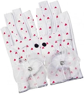 LUOSHUAI Golf Gloves 1 Pair Women Non-slip Bowknot Fingerless Heart Shaped Golf Gloves For Outdoor Sports Non-Slip Fiber Left Right Hand Extra Grip Golf Glove
