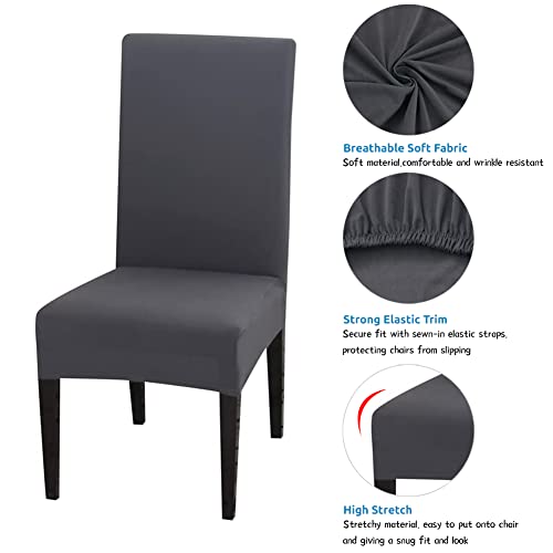 Inmozata Chair Covers For Dining Room Set Of 4, Spandex Fabric Fit Stretch Dining Chair Covers, Washable Removable Parson Chair Slipcovers For Hotel,Ceremony,Banquet,Wedding Party (Gray) #TOP1