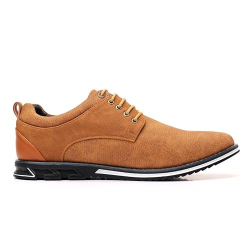 Mens Dress Sneakers Wide Comfortable Casual Dress Shoes Oxford Lace-up Business Casual Walking Dress Shoes for Men Size 8.5wide-Brown2