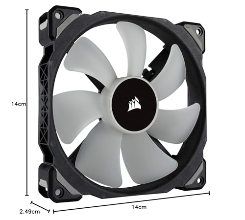 Corsair ML140 PRO RGB, Ventilateur 140mm Premium Magnetic Levitation RGB LED PWM - Pack de deux avec Lighting Node PRO (400 RPM à 1 200 RPM, silencieux, hautes performances) Noir