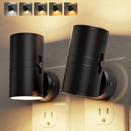 Image of L LOHAS LED Night Light, Night Lights Plug into Wall with 5 Colors, Dusk to Dawn Sensor, 330 Rotating LED Nightlight Plug In for Kids, Dimmable Night Light for Hallway Bedroom Bathroom Adults, 2 Pack