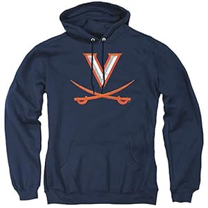 University of Virginia Official Primary Logo Unisex Adult Pull-Over Hoodie,Navy, Large