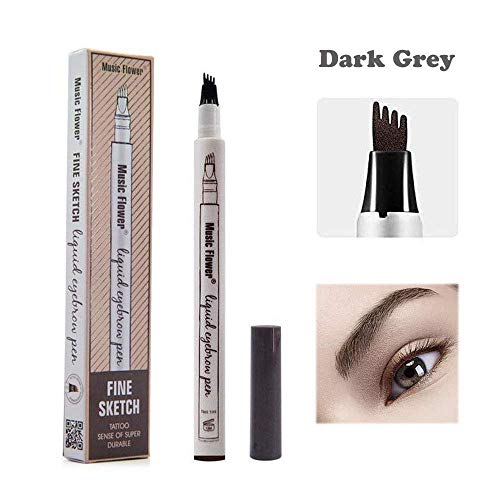 Eyebrow Tattoo Pen-LilyAngel Waterproof Microblading Eyebrow Pencil with a Micro-Fork Tip Applicator Creates Natural Looking Brows Effortlessly (Grey)