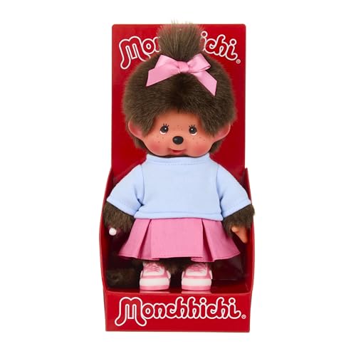 BANDAI – Monchhichi – Felpa Falda Zapatillas – Peluche Mono icónico de los años 80 – 20 cm para niños y Adultos – Monchhichi en Zapatillas – Juguete Infantil de 2 años y + – SE203949