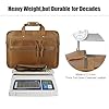 TIDING Mens Leather Briefcase 17 inch Laptop Shoulder Bag Vintage Large Capacity Business Travel Handbag for Work, Light Brown #5