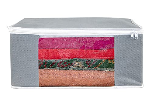 Image of AI ANKIT INTERNATIONAL Saree Cover Bag /Solid Grey Saree Cover Bag /Saree Covers For Storage /Pack of 2