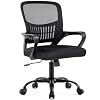 DUMOS Home Office Desk Chair – Ergonomic Mid Back with Lumbar Support & Rocking Mode, Height Adjustable with Fixed Armrest, for Conference, Computer, Meeting Room, 360° Swivel, Adults, Black