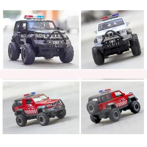Image of 1:32 Scale Jeep Police Metal Pullback Diecast Car for Kids with Openable Doors, Sound, Light Effects Toy for Car Enthusiasts (Red)