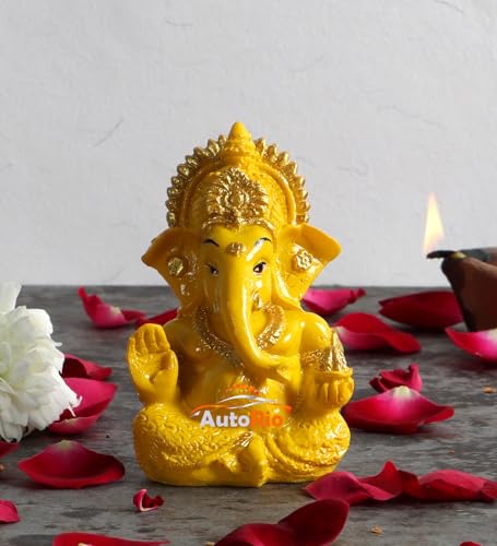 Image of Shri Ganesha Idol for Car Dashboard | Lord Statue for Home, Office & Pooja Room Decor | Spiritual Gift for Housewarming, Festive & Religious Occasions(Yellow)