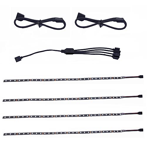 Tira LED RGB 4 piezas 19.7in para PC con header 12V 4PIN miniatura 2