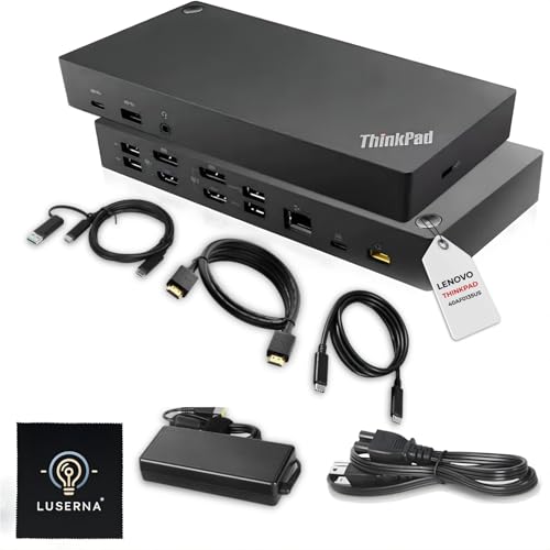 Image of Lenovo 40AF0135US Thinkpad Docking Station Dual Monitor Hybrid USB-C with USB-A | Comes with 135W, HDMI, DP, USB C to A Cables (NEW)