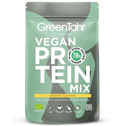 Green Tahr Proteína Vegana de Guisante, Cáñamo y Arroz Banana 78%, Proteína en Polvo Vegetal Sin Lactosa, Sin Gluten ni Azúcares Añadidos, Proteínas para Masa Muscular, Vegan Protein Powder, 750g