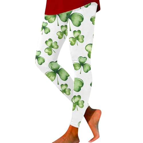 Leggings de San Patricio HUIFUAO pantalones con trébol de la suerte verde M