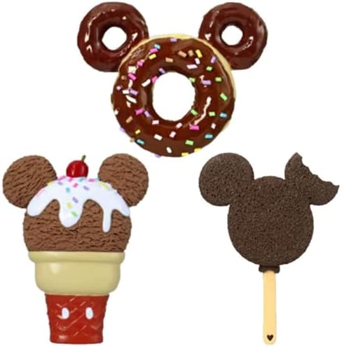 Disney Food Magnets- Mickey Ice Cream Bar, Cone, and Donut for Fridge (3 Pieces)