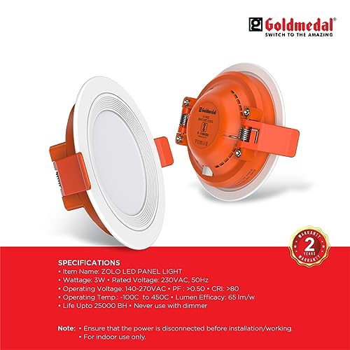 Image of Goldmedal Zolo 3W LED Round Panel Light for Bedroom, Living Room, Dining Room, Kitchen - Pink | Pack of 1 | 75 Lumen per Watt