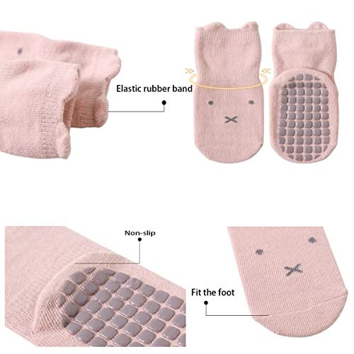 Tatibana Baby Non Slip Socks, 5Pairs Toddlers No Slip Socks Non Slip Bottom Kids Socks Cartoon Baby Little Girls Boys Socks With Grips (As1, Age, 1_Year, 3_Years, 5 Mixed Color A) #TOP1