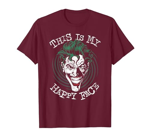Batman Joker This is My Happy Face T-Shirt, Men, Burgundy, Small