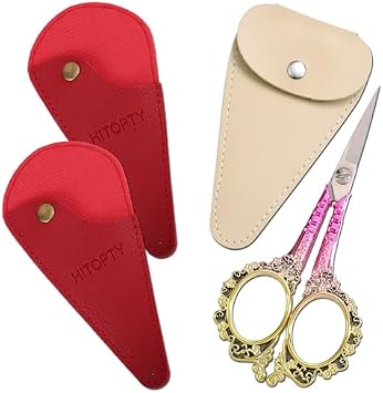 Sewing Embroidery Scissors, Sharp Tip Crochet Scissor with Cover for Craft Artwork Needlepoint Cross Stitch Thread Yarn Paper Cutting