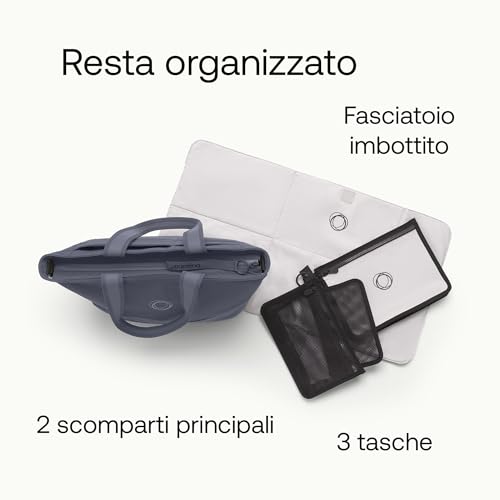 Bugaboo Borsa Per Il Cambio, Borsa Porta Pannolini Con Tasche Facili Da Raggiungere, Portabottiglie Termico, Materassino Per Il Cambio Pannolino E 3 Pochette, In Stormy Blue - 4