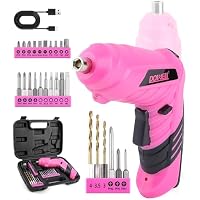 26-Piece Dowell Pink Electric Screwdriver Set with 3.6V Screwdriver for Women