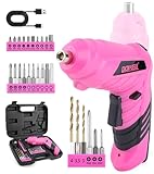 DOWELL Power Electric Cordless Screwdriver Set Rechargeable 3.6V Power Screwdriver Kit Tools for Women with 27pcs Accessories Pink