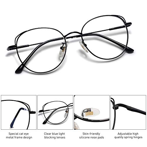 Image of SOJOS Cat Eye Blue Light Blocking Glasses for Woman Hipster Metal Frame Womens Eyeglasses She Young SJ5027