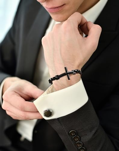 Stainless Steel Mens Cross Bracelet - 18K Gold Plated 316L Christian - Religious Jewelry for Women2