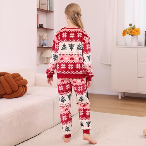 V.&GRIN Girls Fleece Pajamas, Soft Cozy Pullover Sweatshirt Pants Set for Kids 7-16 Years3