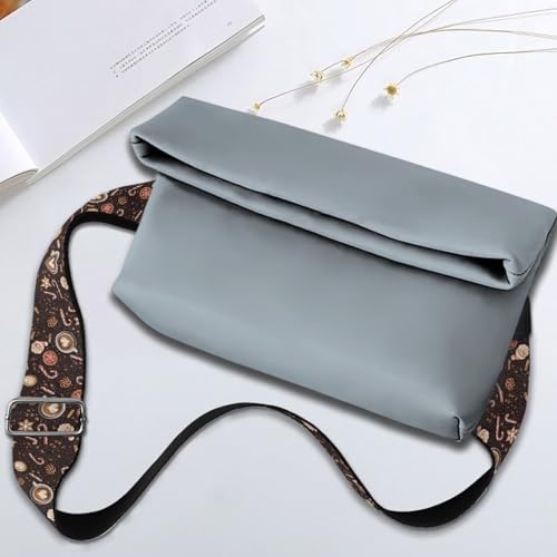 Image of Talayituse Coffee Candy Snowflake Print Shoulder Strap Wide Purse Bag Strap Christmas Decoration Adjustable Replacement Belt Luggage Crossbody Shoulder Bag Strap for Women Girls